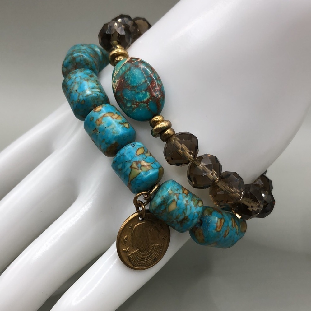 Stone-gemstone Cleopatra and Napoleon coin charm bracelet free Fabulina